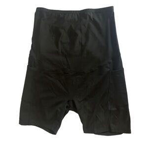 2-Pack Black Maternity High-Waisted Biker Shorts w/ Pockets